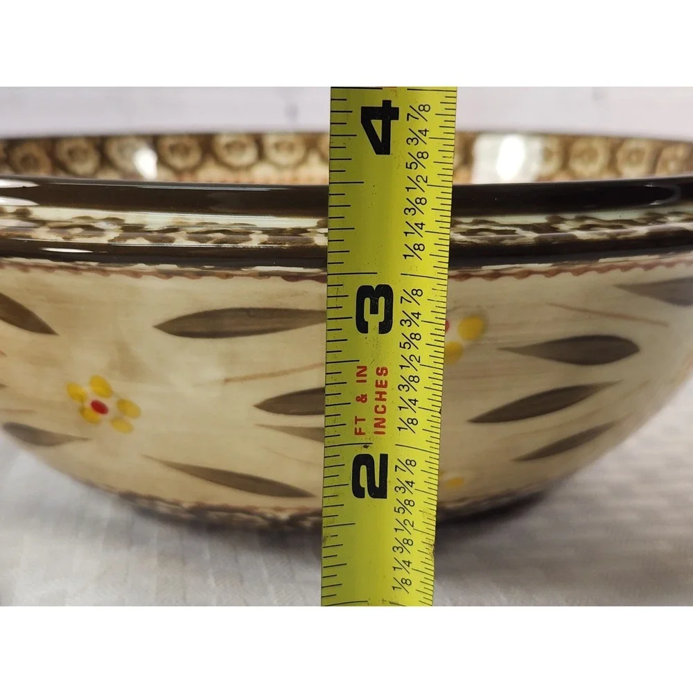 Set‎ 2 Temptations By TARA Old World Brown Yellow Pie Dish & Lid / Serving Bowl
